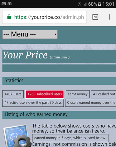 Your price admin panel
