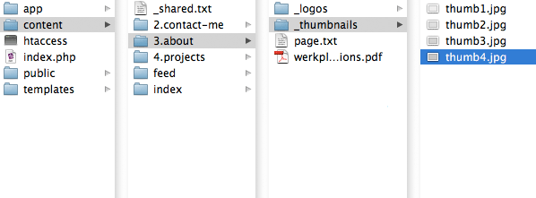 An example file listing for asset collections