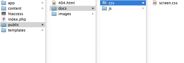 Screenshot of CSS file location