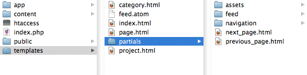 Screenshot of /templates folder