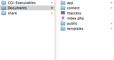 Screenshot of /Library/WebServer/Documents with all the stacey folders inside it
